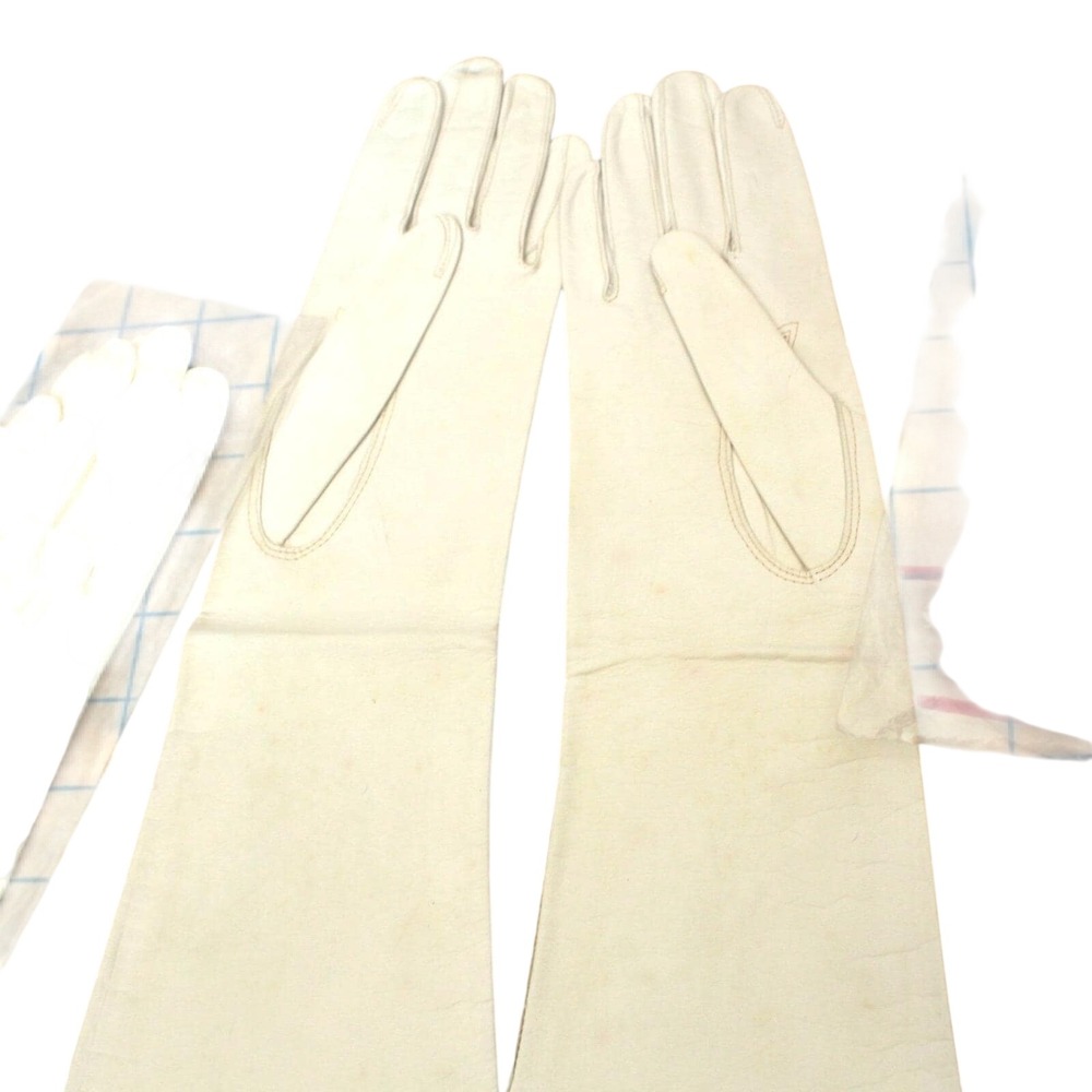 Vintage Aris Van Raalte Kidskin Leather Gloves Lot 5 Pairs Ivory Cream Lace 7.5 - Picture 7 of 16